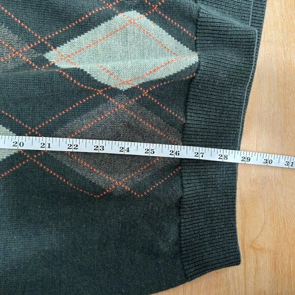 Brooks Brothers Sweater Mens XL Green V Neck Italian Merino Wool Argyle Luxury - Picture 7 of 7